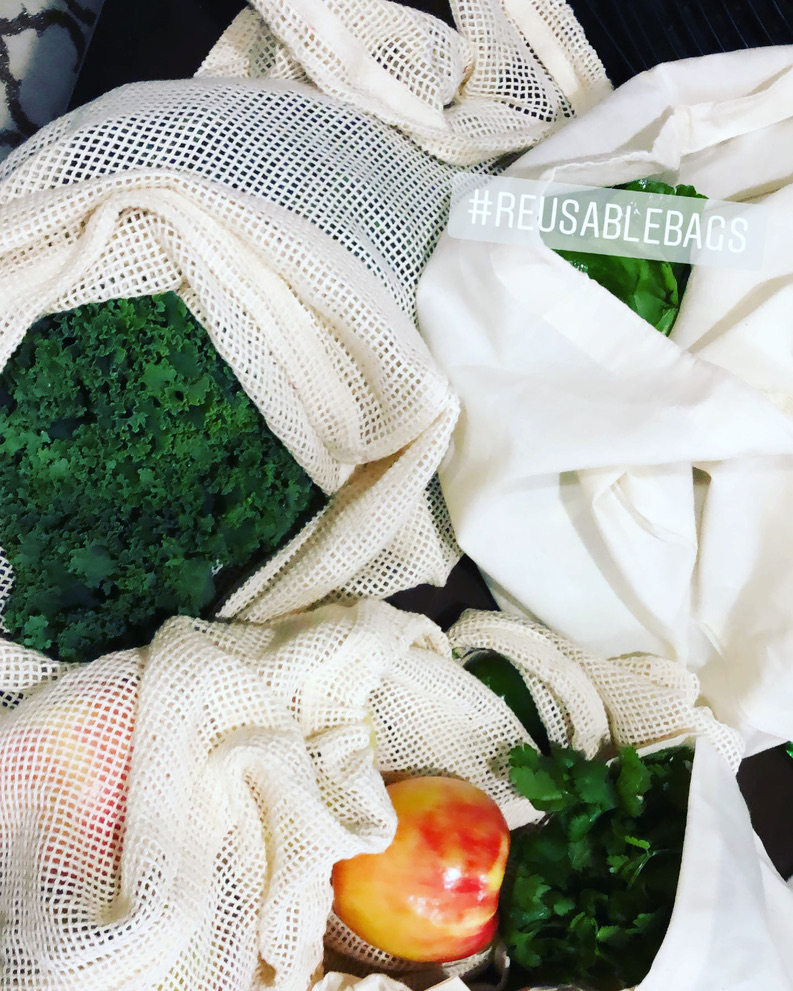 Reusable grocery and produce bags can help reduce the use of single-use plastic. 